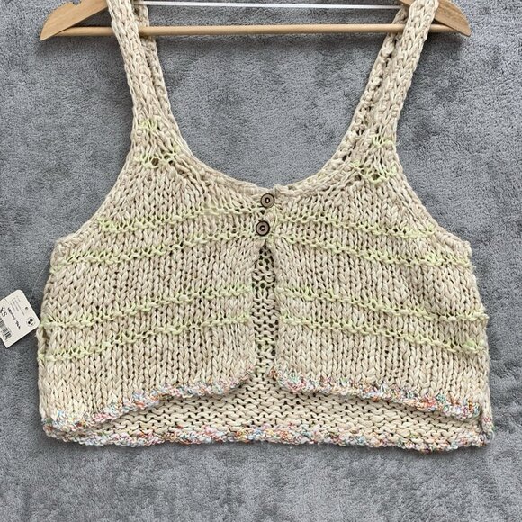 Free People Nomad Tank Womens XS In Sand Castle Combo Knit Bohemian Hippie Top - Picture 9 of 10